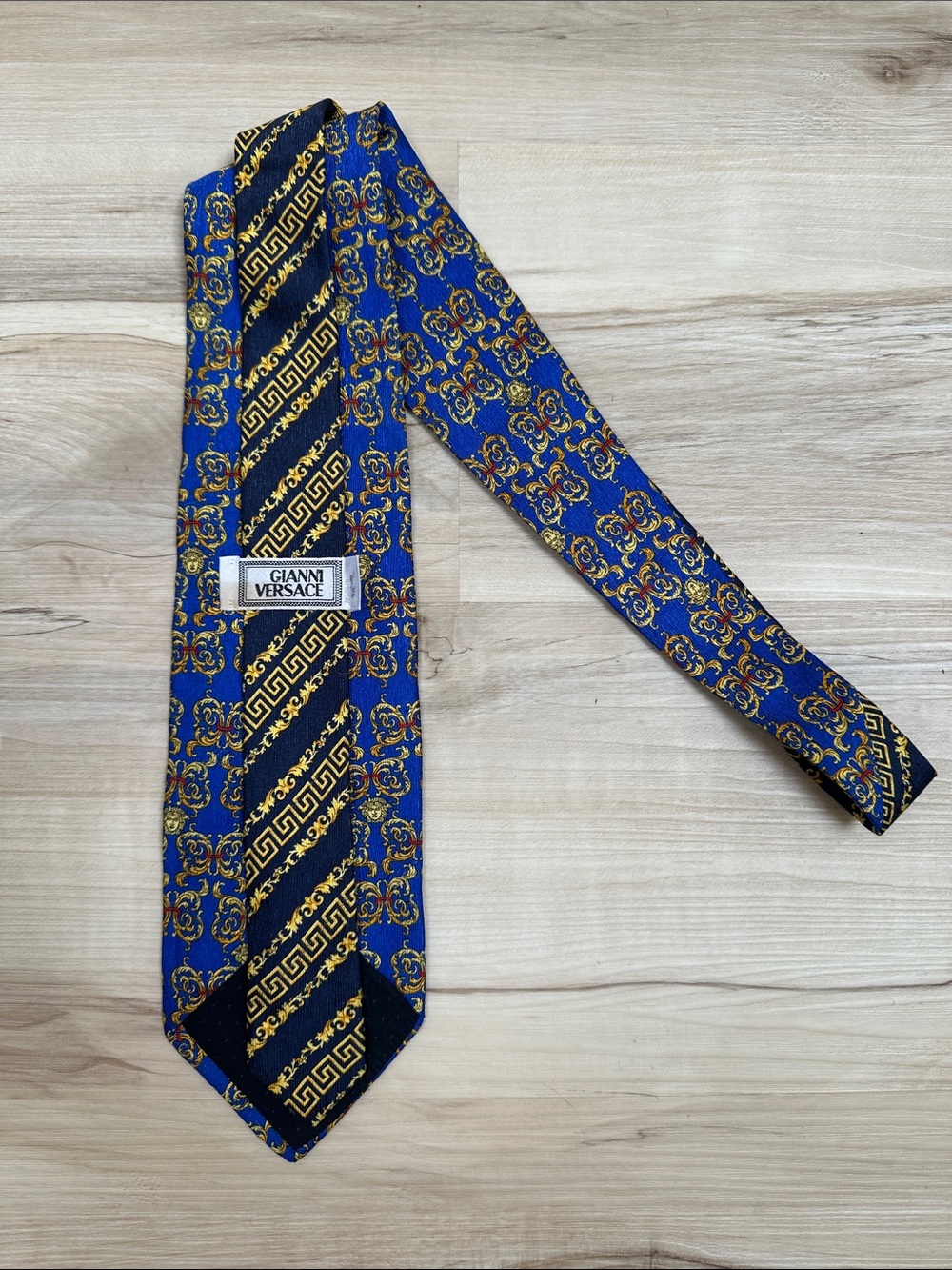 Versace Royal Blue and Gold Baroque Silk Tie